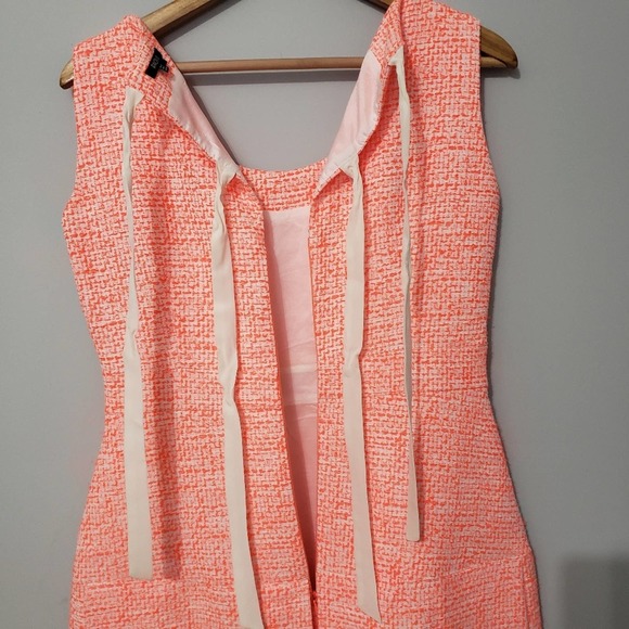 Raoul Neon Orange Tangerine Sleeveless Sheath Ribbon Dress - Picture 8 of 11